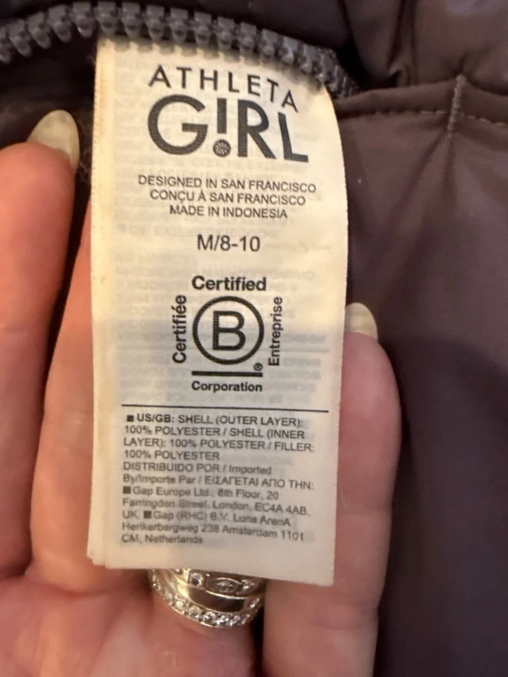ATHLETA girls REVERSIBLE Jacket size M (8-10)